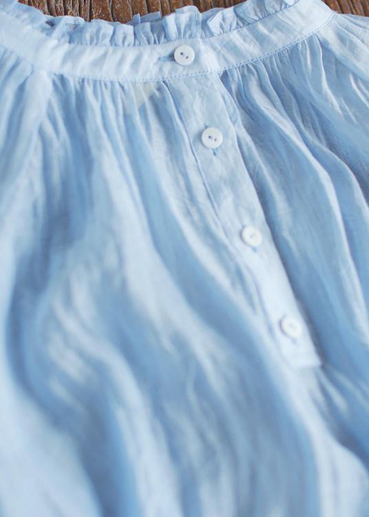 DIY Stand Button Summer Robes Wardrobes Sky Blue Dress - bagstylebliss