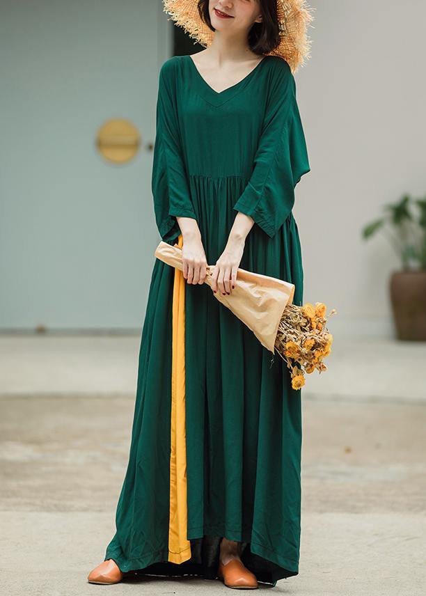 Luxy Green Loose Maxi Dress Caftans - bagstylebliss