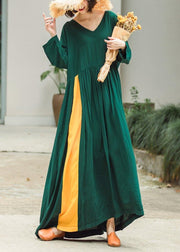 Luxy Green Loose Maxi Dress Caftans - bagstylebliss