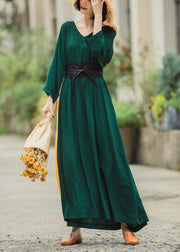 Luxy Green Loose Maxi Dress Caftans - bagstylebliss