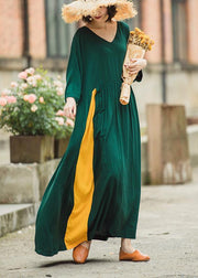 Luxy Green Loose Maxi Dress Caftans - bagstylebliss