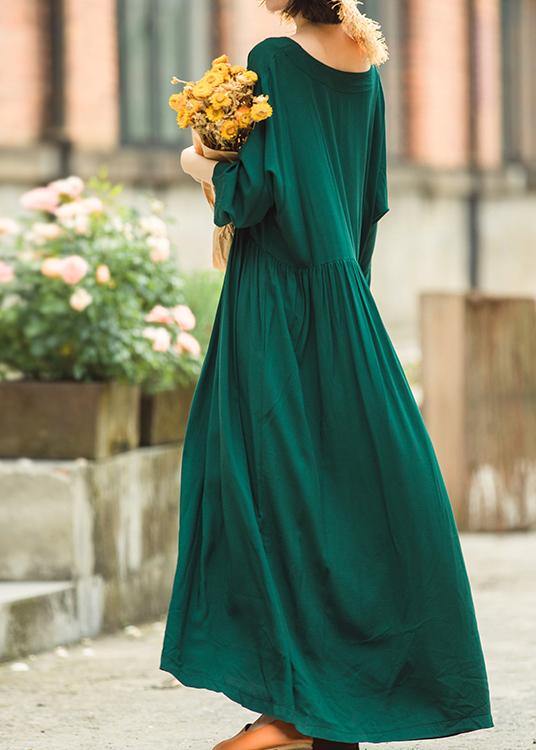 Luxy Green Loose Maxi Dress Caftans - bagstylebliss