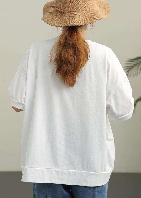DIY White O-Neck Cotton Summer T Shirts - bagstylebliss