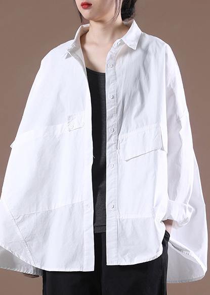 DIY White Spring Long Shirts Shirt Tops Long sleeve - bagstylebliss