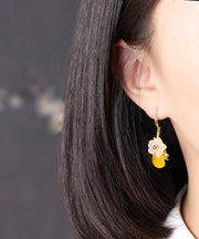 DIY Yellow Floral Water Drop Drop Earrings