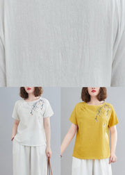 DIY Yellow Oriental Cotton Linen Summer Tops - bagstylebliss