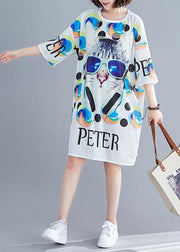 DIY animal alphabet print cotton tunic top hollow out Traveling summer Dress - bagstylebliss