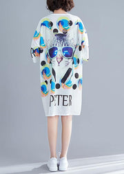 DIY animal alphabet print cotton tunic top hollow out Traveling summer Dress - bagstylebliss