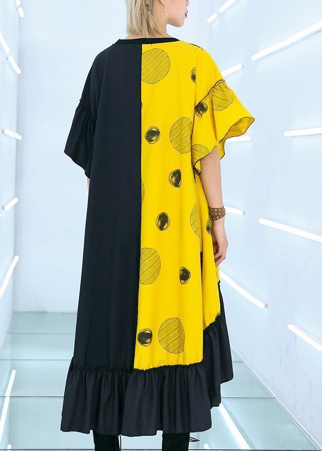 DIY black asymmetric cotton quilting dresses patchwork Traveling summer Dresses - bagstylebliss