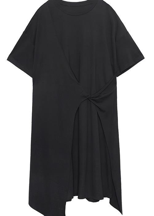 DIY black cotton clothes For Women asymmetric long summer Dresses - bagstylebliss