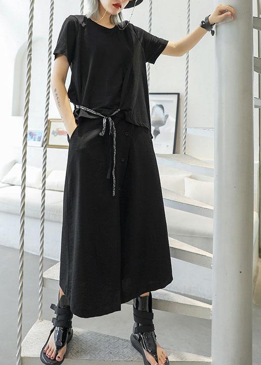 DIY black cotton clothes For Women false two pieces Traveling summer Dress - bagstylebliss
