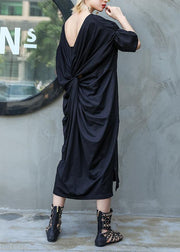 DIY black cotton clothes v neck Robe summer Dress - bagstylebliss