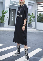 DIY black cotton zippered Maxi summer Dress - bagstylebliss