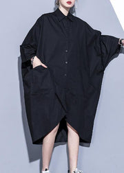 DIY black quilting clothes lapel asymmetric Maxi spring Dresses - bagstylebliss