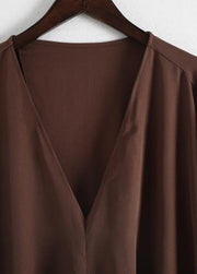 DIY chocolate silk Robes Pakistani Sewing v neck Kaftan summer Dresses - bagstylebliss