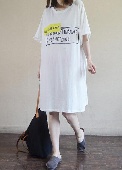 DIY cotton dresses Sweets Summer Loose Letter Casual Straight Dress - bagstylebliss