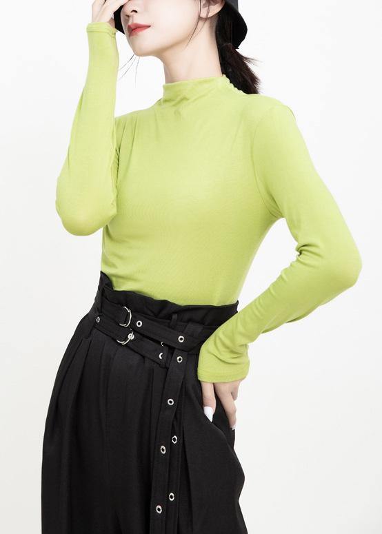 DIY elastic cotton high neck Blouse Inspiration green tops - bagstylebliss