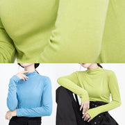 DIY elastic cotton high neck Blouse Inspiration green tops - bagstylebliss