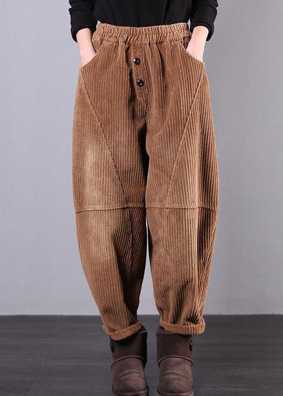DIY fall women pants women's chocolate Photography Corduroy pockets trousers - bagstylebliss