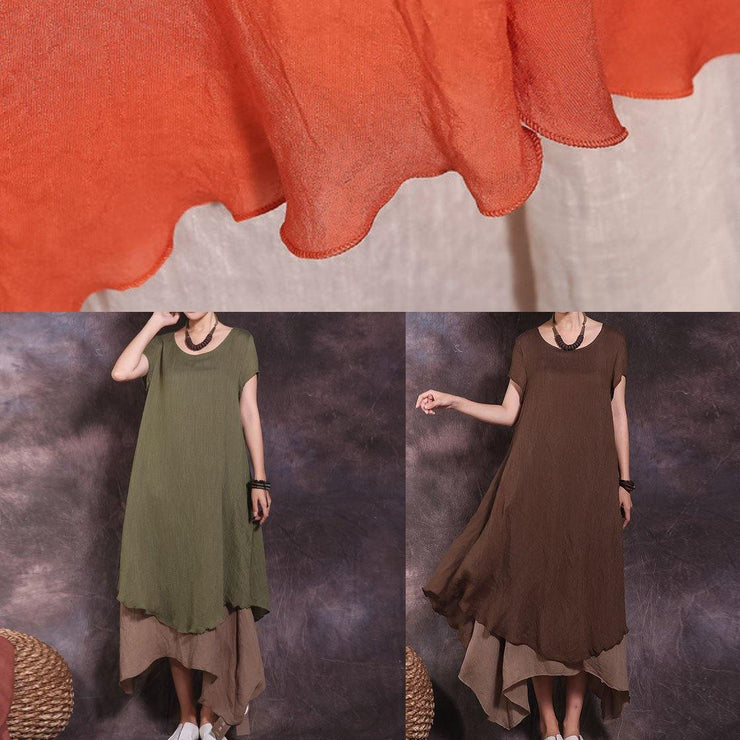 DIY false two pieces linen outfit Tutorials green Dress summer - bagstylebliss
