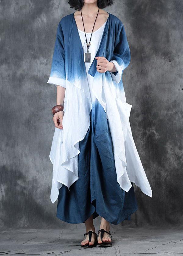 DIY gray blue Gradient color Fine outfit Fabrics fall asymmetric coats - bagstylebliss