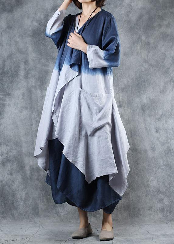 DIY gray blue Gradient color Fine outfit Fabrics fall asymmetric coats - bagstylebliss