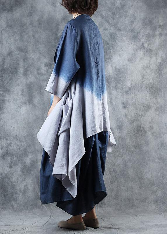 DIY gray blue Gradient color Fine outfit Fabrics fall asymmetric coats - bagstylebliss