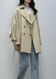 DIY khaki  maxi coat Tunic Notched tie waist outwear - bagstylebliss