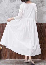 DIY layered linen dresses Tunic Tops white Dress fall - bagstylebliss