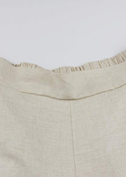 DIY nude cotton linen pants For Women elastic waist wide leg pants - bagstylebliss