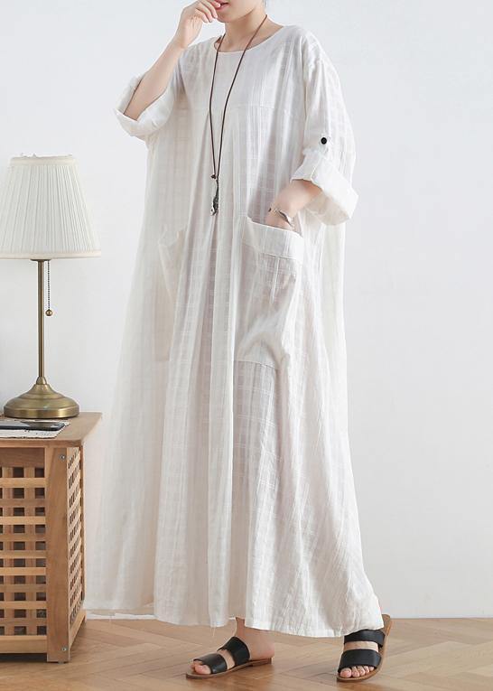 DIY o neck Batwing Sleeve cotton summerTunics Outfits white Robe Dresses - bagstylebliss