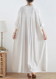 DIY o neck Batwing Sleeve cotton summerTunics Outfits white Robe Dresses - bagstylebliss