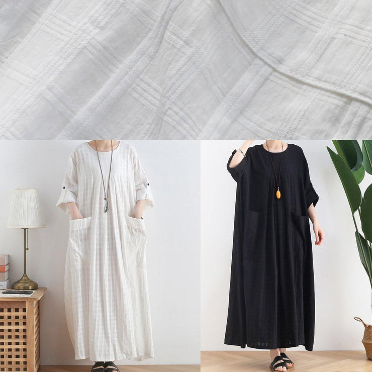 DIY o neck Batwing Sleeve cotton summerTunics Outfits white Robe Dresses - bagstylebliss