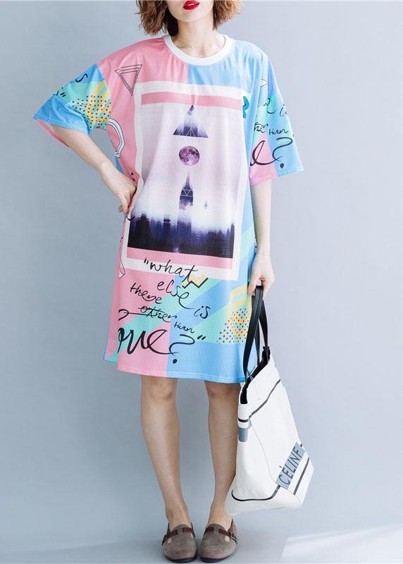 DIY o neck Cotton Tunics Shape prints Dresses summer - bagstylebliss