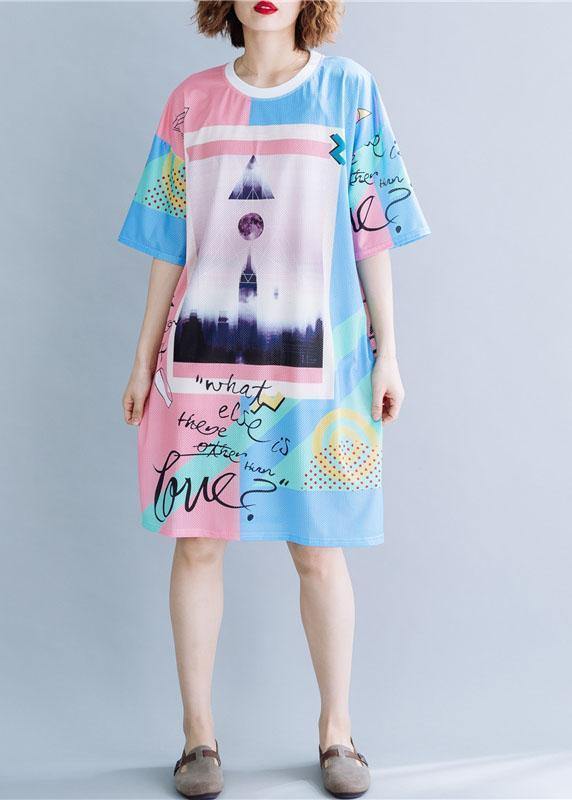 DIY o neck Cotton Tunics Shape prints Dresses summer - bagstylebliss