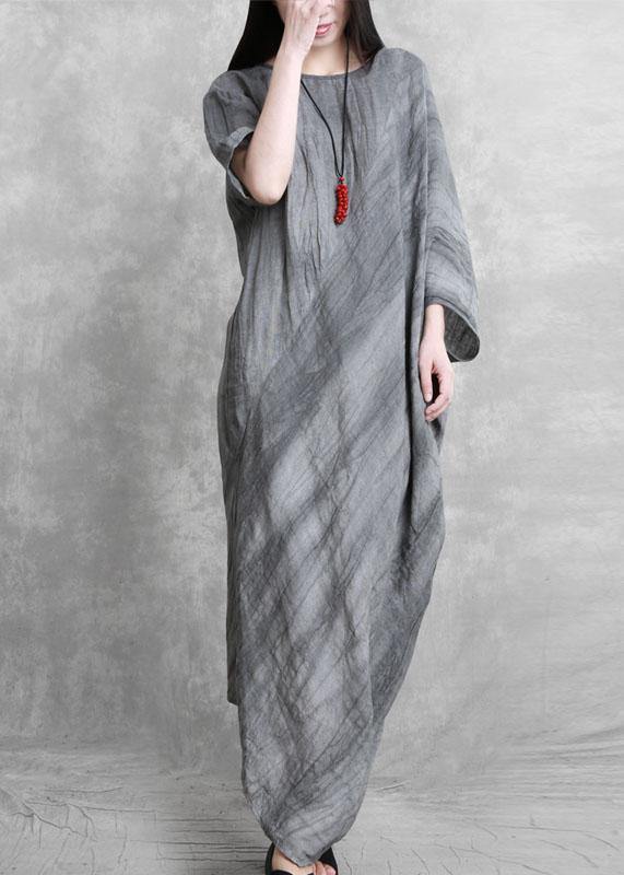 DIY o neck asymmetric dresses Tunic Tops gray Maxi Dresses - bagstylebliss