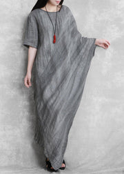 DIY o neck asymmetric dresses Tunic Tops gray Maxi Dresses - bagstylebliss