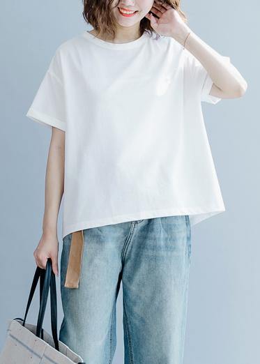DIY o neck back side open tops Wardrobes white shirt - bagstylebliss