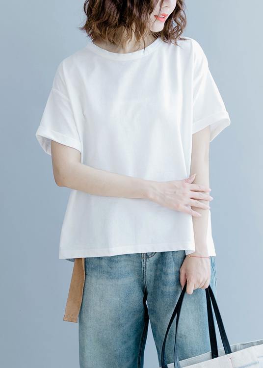 DIY o neck back side open tops Wardrobes white shirt - bagstylebliss