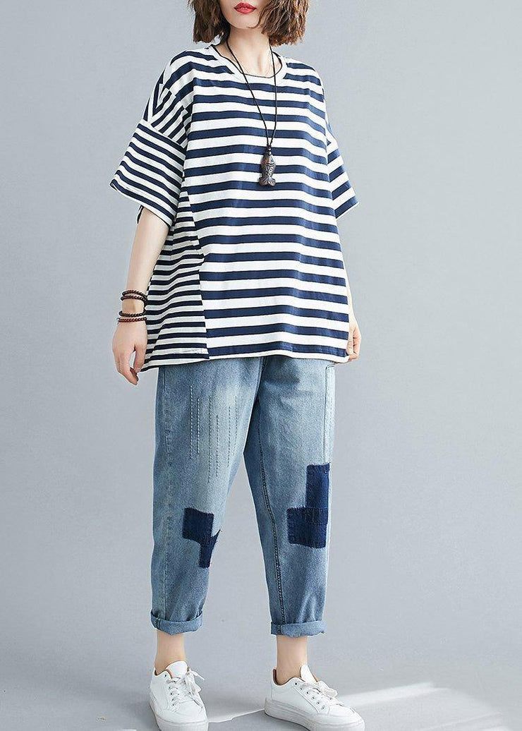 DIY o neck crane tops Tutorials navy striped blouse - bagstylebliss