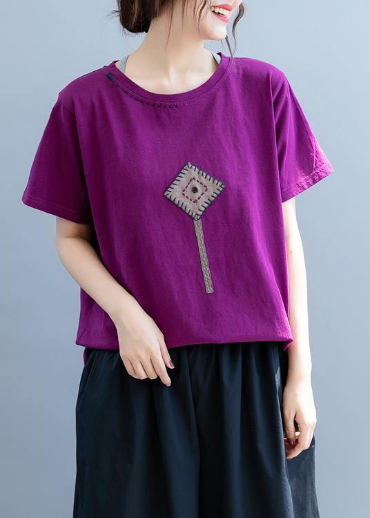 DIY o neck patchwork clothes For Women Christmas Gifts purple shirt - bagstylebliss