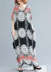DIY prints linen cotton dress v neck Love summer Dresses - bagstylebliss