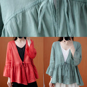 DIY v neck Ruffles summer clothes For Women Shape green blouse - bagstylebliss