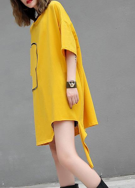 DIY yellow cotton clothes For Women o neck Midi summer blouses - bagstylebliss
