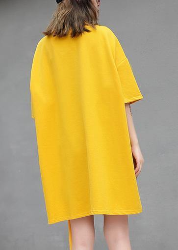 DIY yellow cotton clothes For Women o neck Midi summer blouses - bagstylebliss