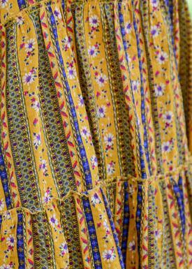 DIY yellow print cotton Long o neck patchwork Maxi summer Dresses - bagstylebliss