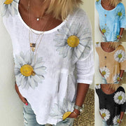 Daisy Print T Shirt Women Casual Tops Outfits - bagstylebliss