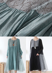 Dark Grey Loose Chiffon Long Dress Wrinkled Asymmetrical Long Sleeve