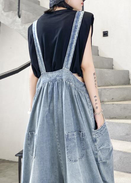 Denim blue overalls new summer thin casual one-piece pants - bagstylebliss