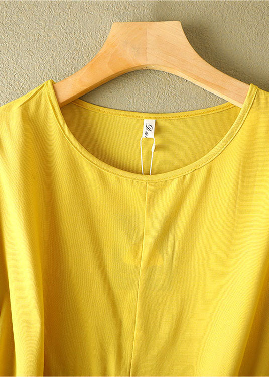 Diy Blue O-Neck Asymmetrisch bestickte zerknitterte Baumwollhemden Kurzarm